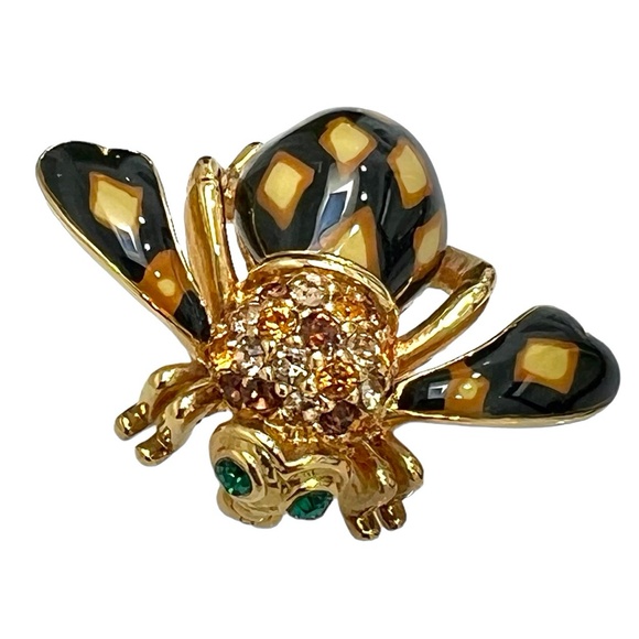 JOAN OF THE JUNGLE JOAN RIVERS ENAMEL BLACK BROOCH - Picture 16 of 16